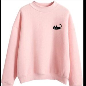 Black‎ cat pink sweater, juniors medium